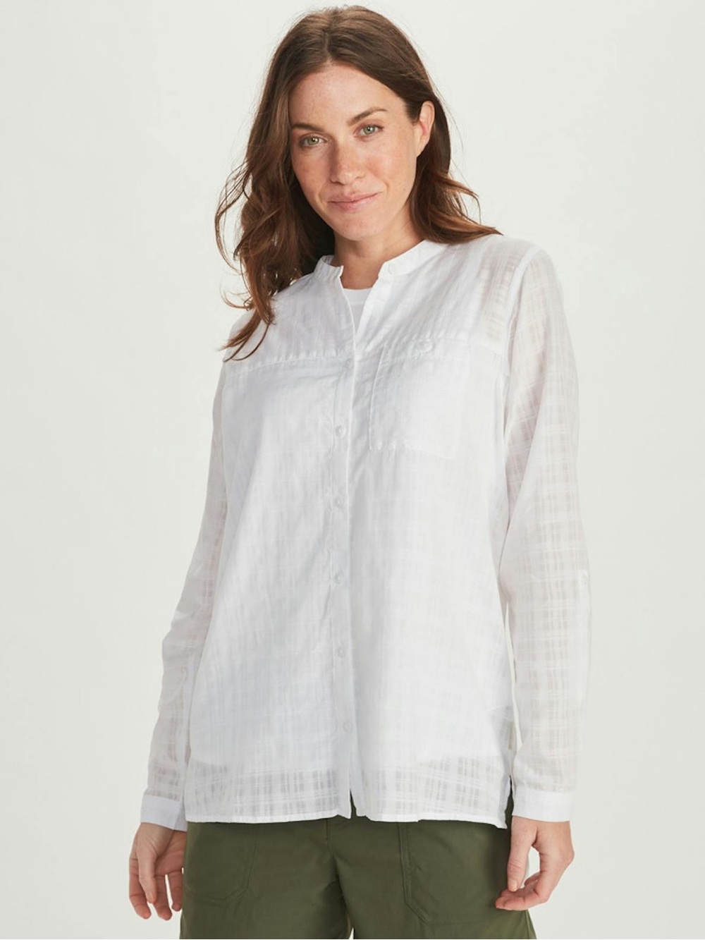 Lightweight Bugsaway White Button-Front Women's Top
